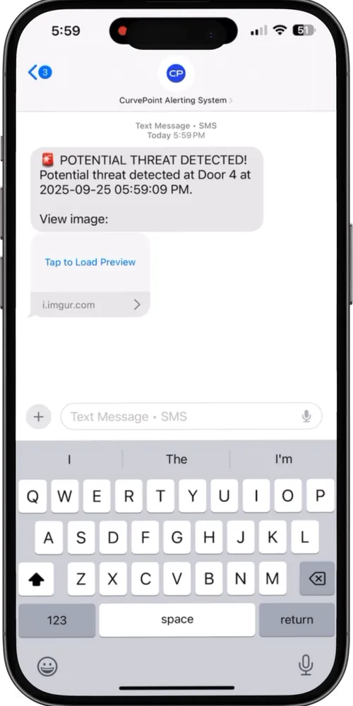 SMS alert notification on iPhone