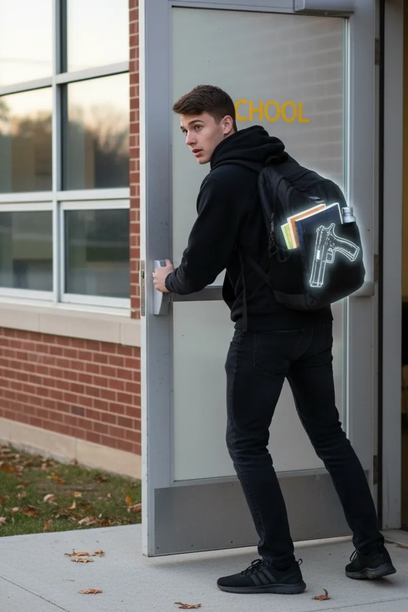 Weapon entering school perimeter threat detection